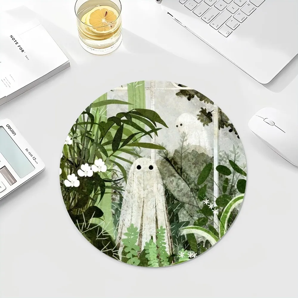 Ghost Mousepad INS Tide Round Keyboard Mat Table Mat Students Cabinet Gamer Desktop Mousepad Cup Mats Deskpad Home Decor