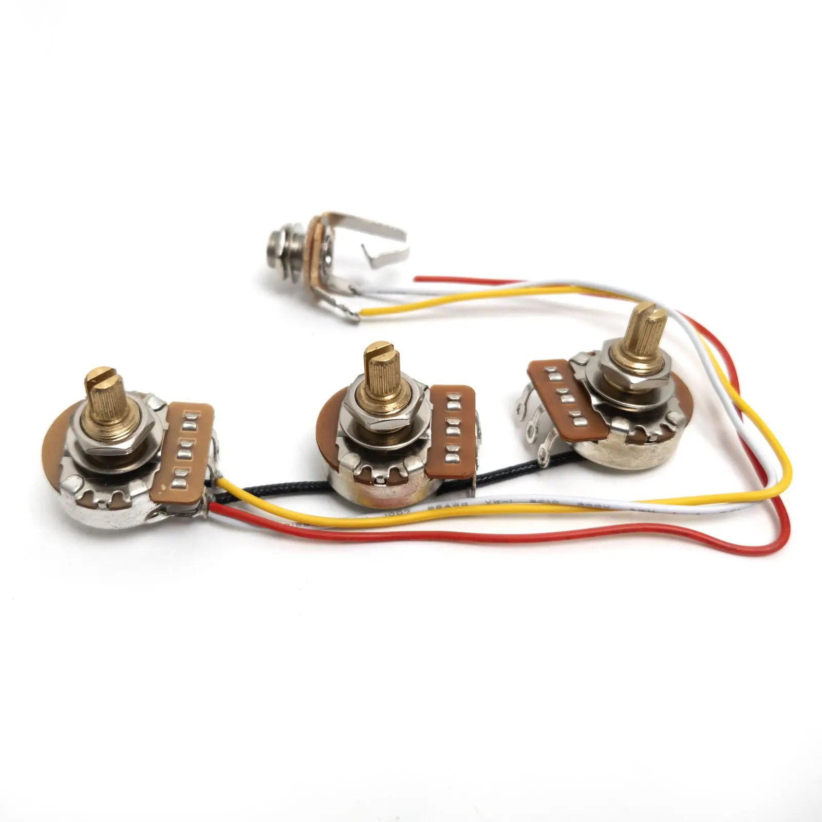 

For Bass Wiring Harness Prewired Kit Copper Shaft 250K Pots 2 Volume 1 Tone Bass Guitars Replacement Parts