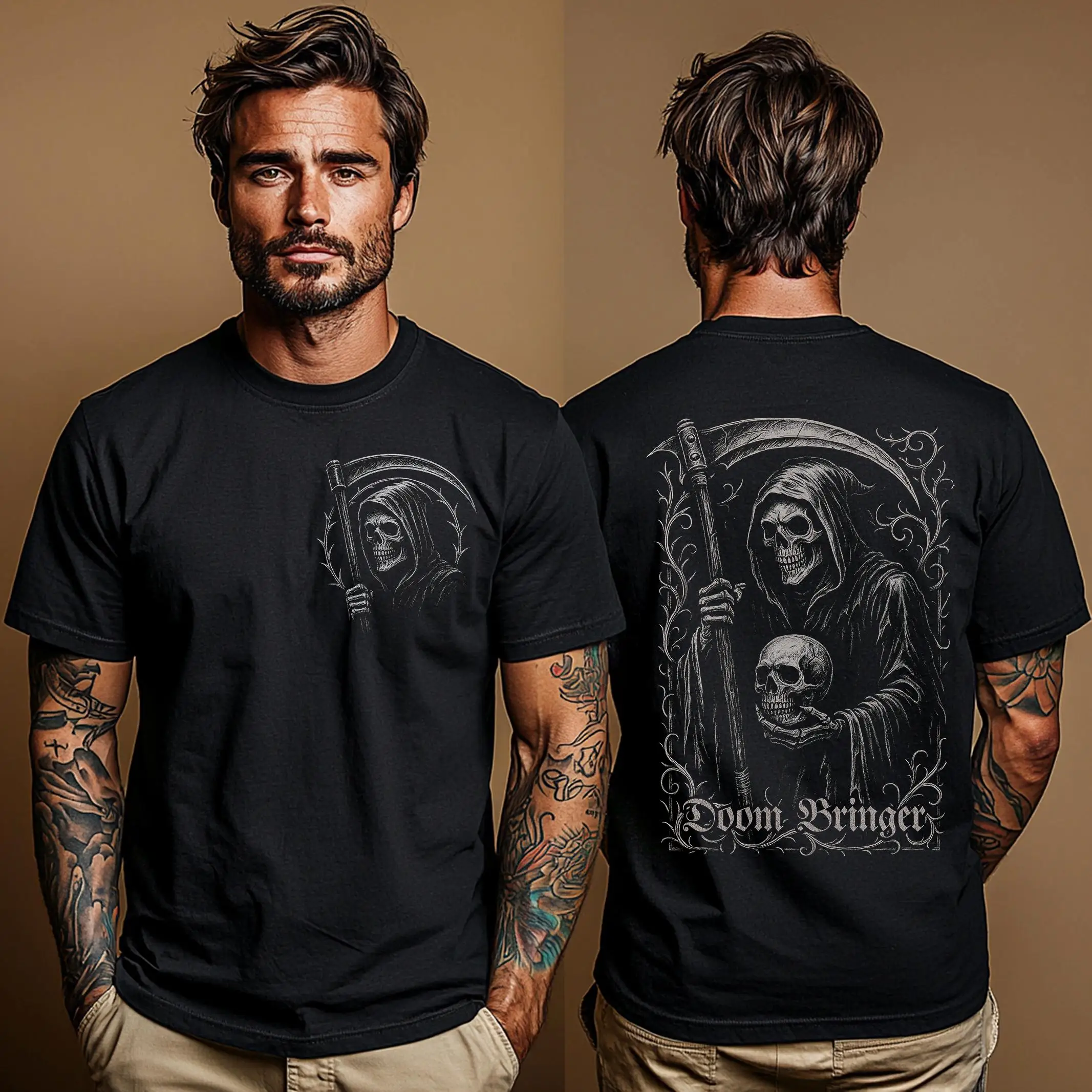 Grim Reaper T-Shirt Gothic Gift, Vintage Metal Art, Occult Skeleton Death Tee, Dark Aesthetic Gift, Unisex Shirt