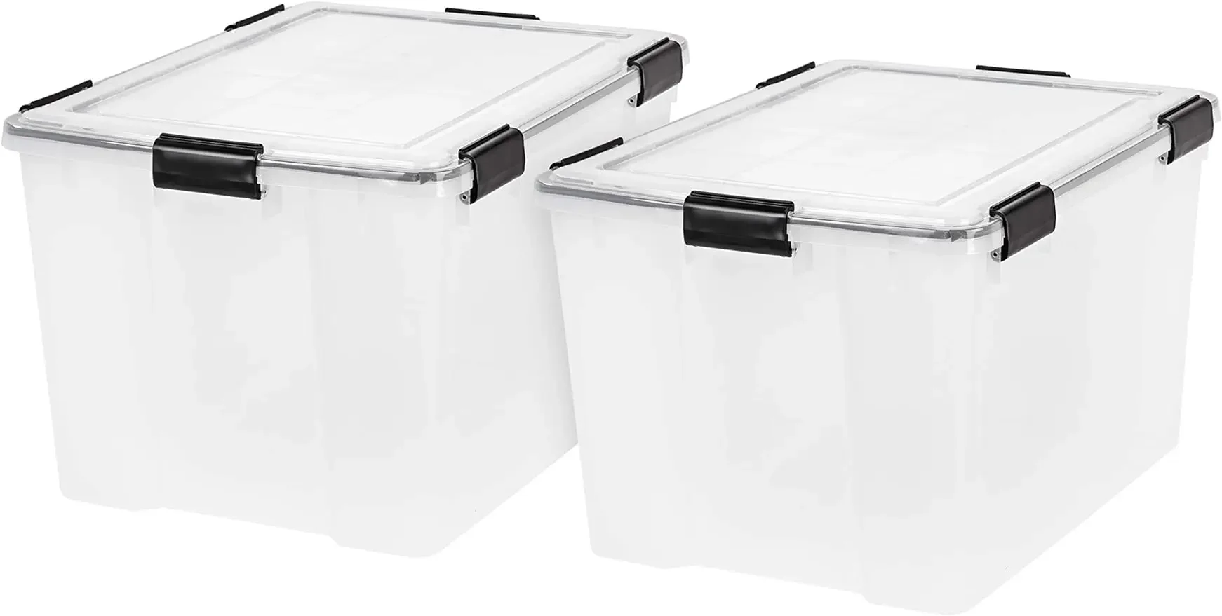 

IRIS USA 2Pack 74qt WEATHERPRO Airtight Plastic Storage Bin with Lid and Seal and Secure Latching Buckles