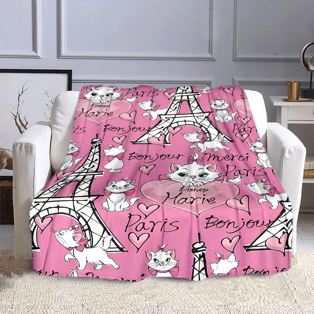 Disney Marie Cute Cat Printing Blanket Adult Children Warm Blankets Home Travel Soft and Comfortable Blanket Throw Blanket