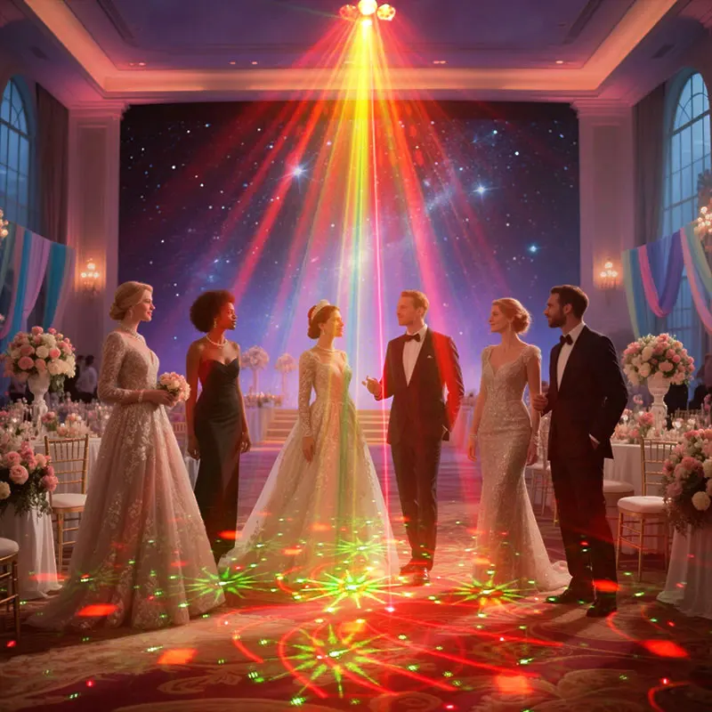 Lampu Laser DJ WZSTAR 40W Gobo Wheel dengan Pola Warna-warni Bee Eye, Lampu Disko Panggung, Kontrol Suara Remote DMX untuk Acara Klub