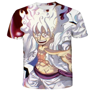 Kurzarm T -Shirt Anime Luffy Männer, Cartoon -Tops für Jungen, lose Kinder, Kinder lässig t -Shirt, 1 Stück 8 Hauptverkauf Luffy Dressrosa Shirt - №5