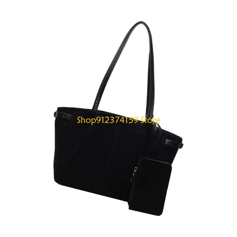 G5AE Fashion Purses and Handbags Underarm Bags Faux Suedes Toted Bag with Detachable Mini Purses Shoulder Bag for Womens - view 5