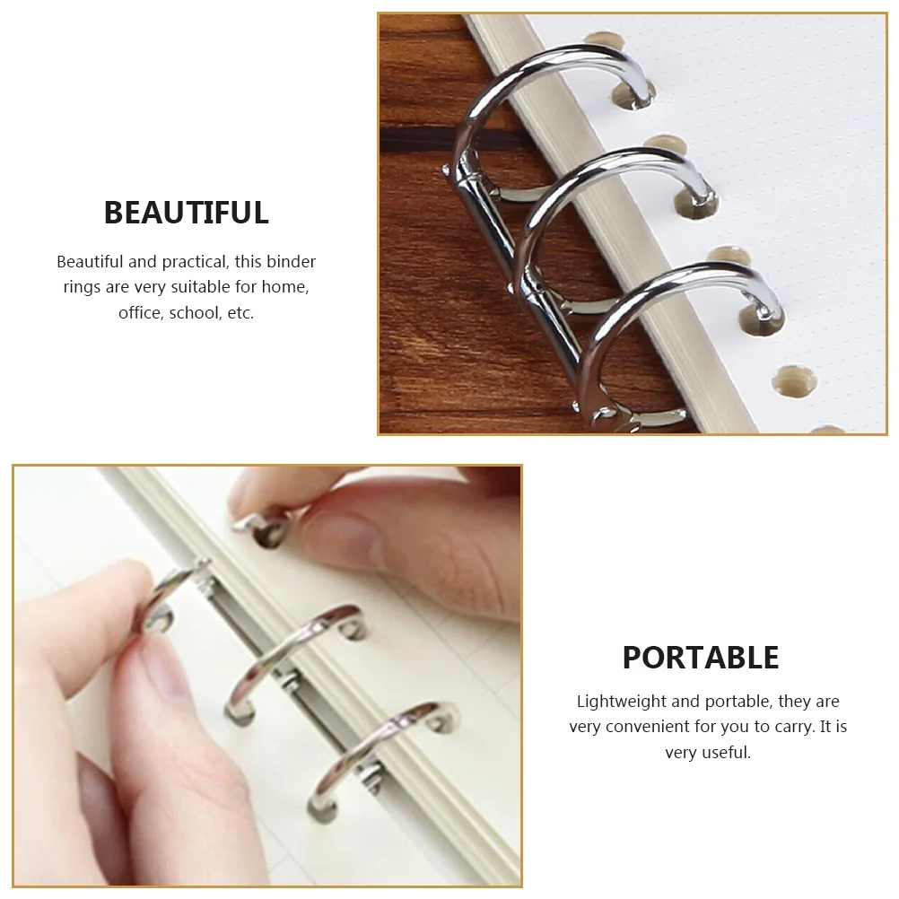 Loose Leaf Binder Rings 3-rings Binder Rings Metal Binder Rings for Notebook Book Clips Three-hole Segmented Binder Rings