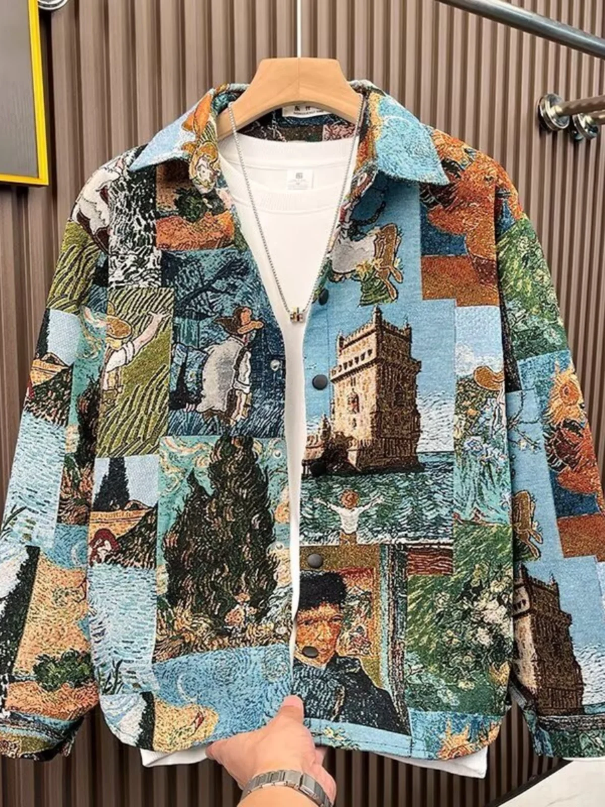 

Мужская модная повседневная куртка с вышивкой, универсальная, легкая верхняя одежда из полиэстера, нейлона и синтетических волокон, длинный рукав, осень 2024