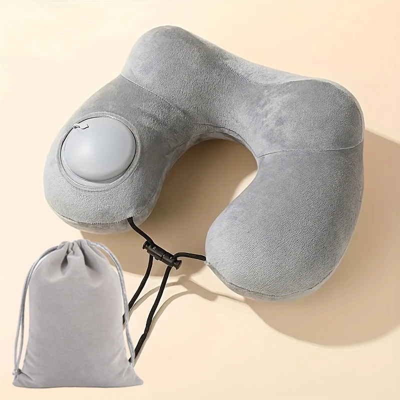 U-Shaped Inflatable Travel Pillow Portable Air Pillow Neck Support Cushion Comfortable Sleeping Pillow Press to inflate pillow