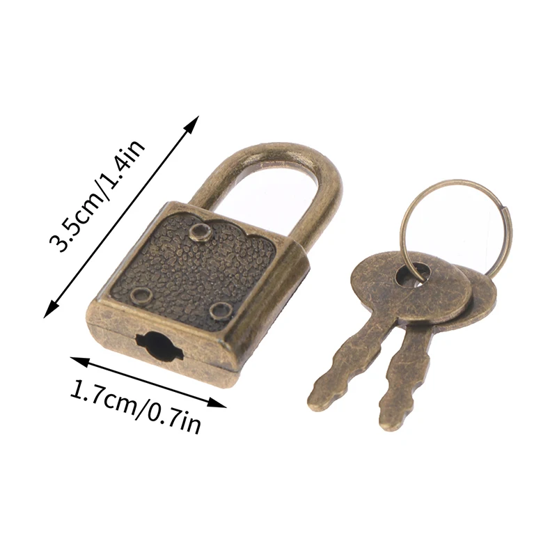 1Set Rectangle Padlocks Mini Luggage Hardware Locks With Key Lock For Travel Wedding Jewelry Box Diary Book Suitcase