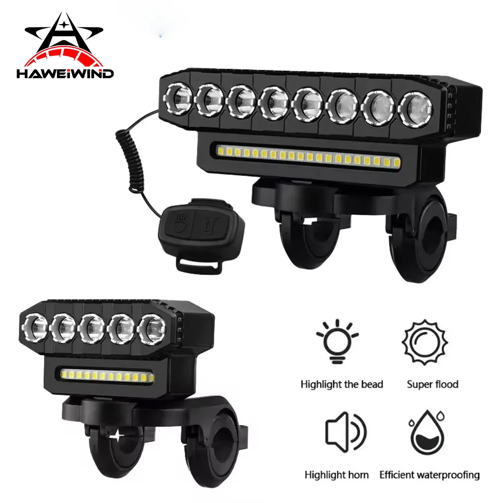 

5/8 LED Bicycle Front Light USB Rechargeable 130dB Cycling Bike Horn Easy to Install 6 Modes Bicycle Bell Light