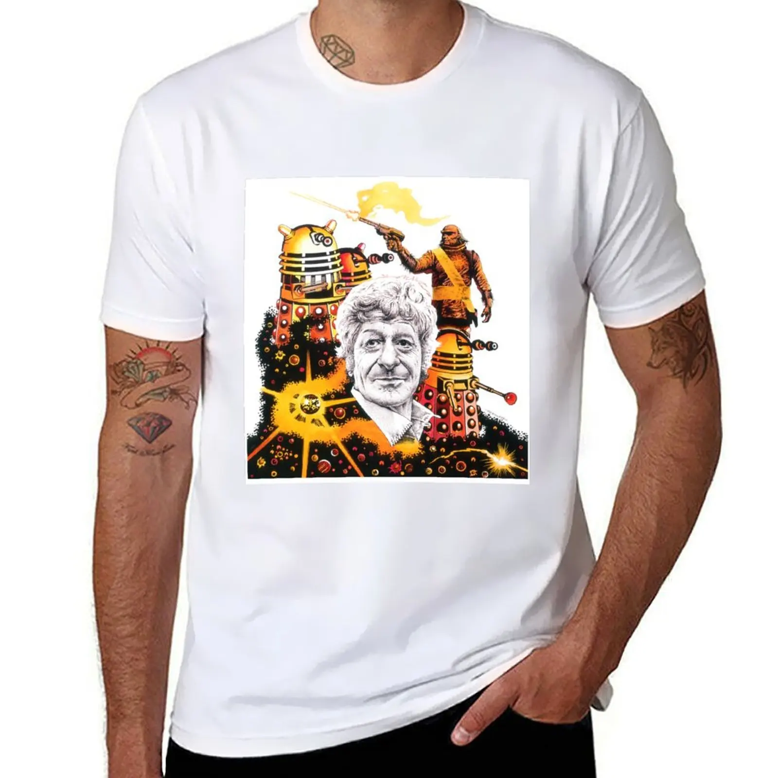 

The 3rd Doctor and the Day of the Daleks T-Shirt blue lock boys whites mens clothing