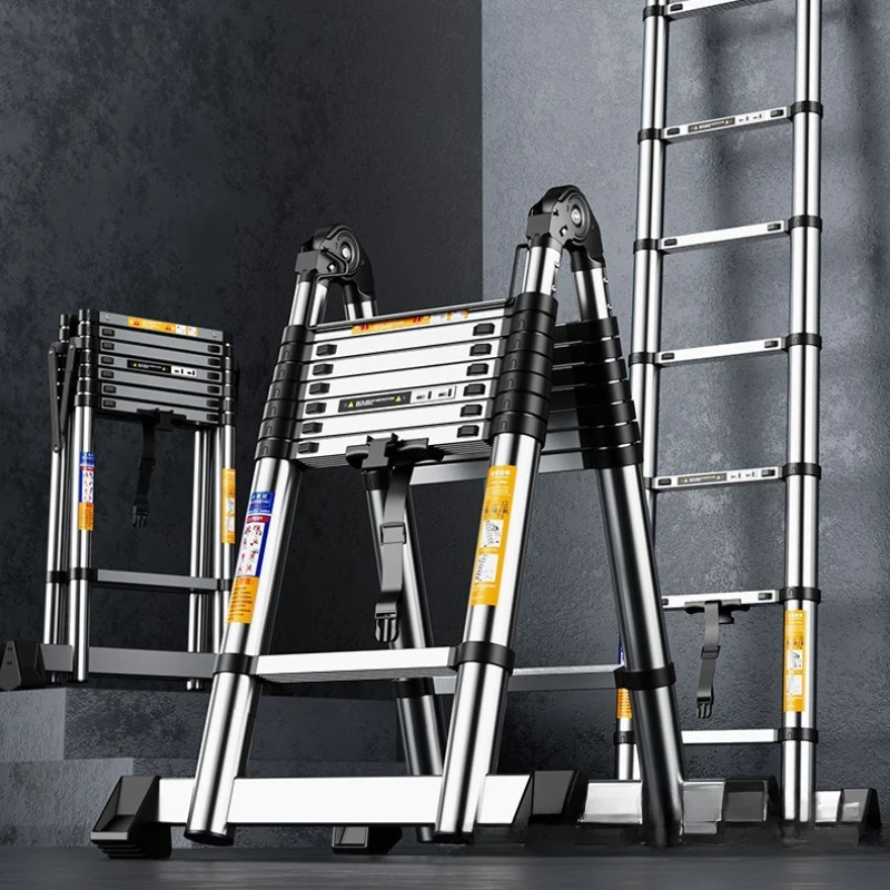 Stainless steel telescopic ladder multi-functional stacked ladder bamboo joint ladder elevator telescopic ladder folding ladder