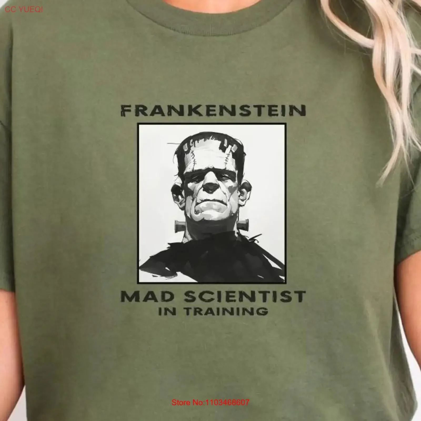 Camiseta de ratón de biblioteca Booklover científico loco en entrenamiento divertido Frankenstein Mary Shelley lector de libros vintage lavado versátil