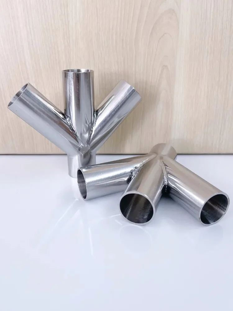 Pipa OD Las segi empat, 19/25/32/38/45/51/63/76Mm pipa sambungan Diagonal bentuk Y SS304 sambungan sanitasi Stainless Steel