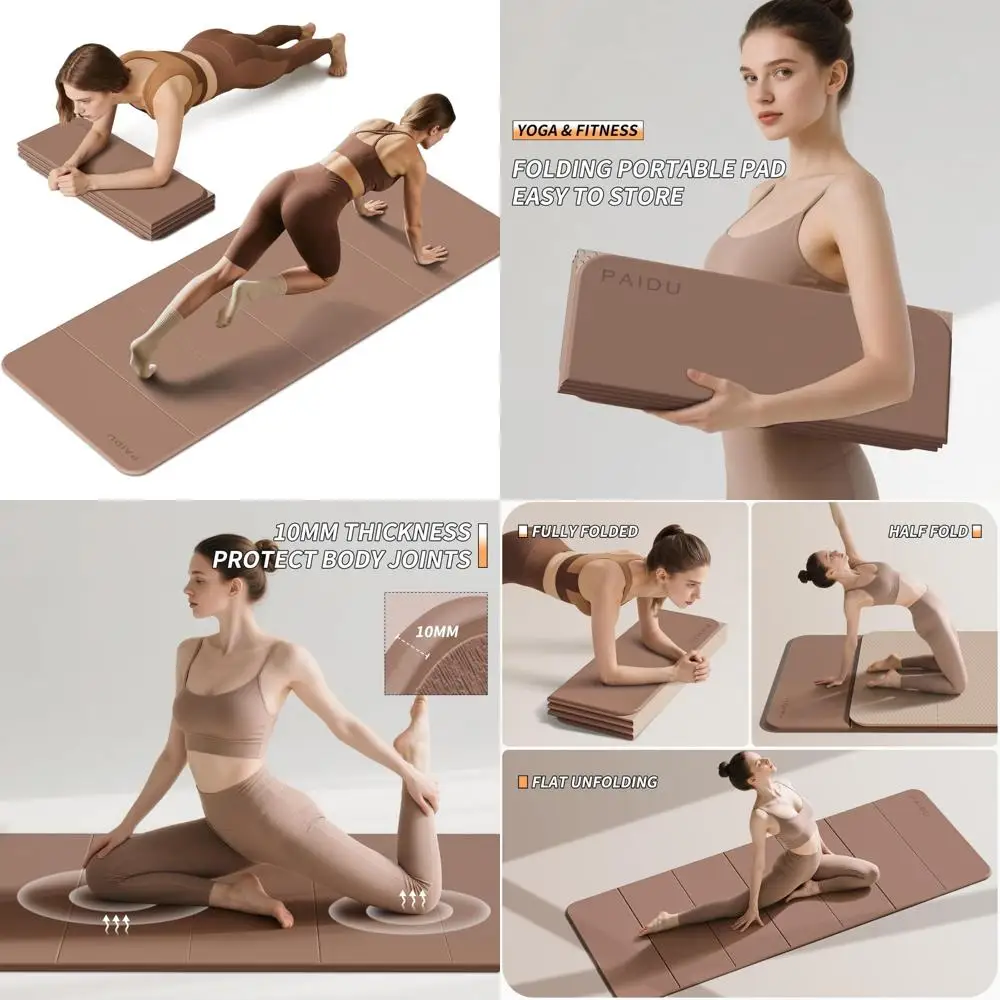 

Очень толстый складной коврик для йоги, 10 мм, нескользящий, TPE, 75x26 дюймов, портативный, удобный для хранения, длинный, широкий