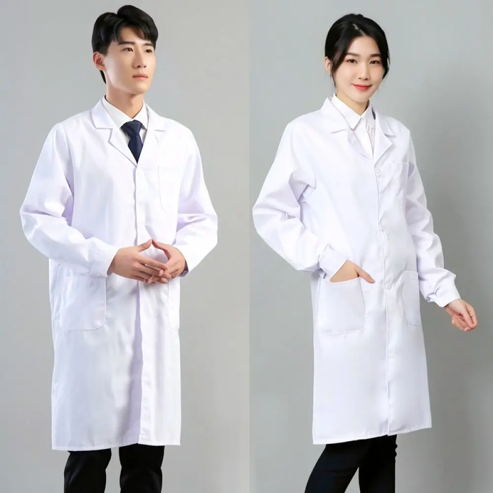 Comfortable Unisex Lab Coat Protective Clothing Breathable Cotton Blend Uniform For Food Processing Medical School Experiment