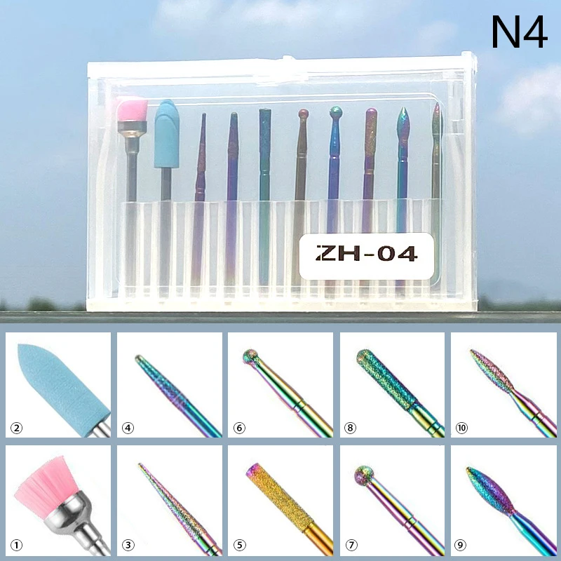 10PCS Nail Diamond Milling Cutter For Manicure Set Nail Drill Bit Mill Manicure Machine Pedicure Tool For Removing Gel File Tool