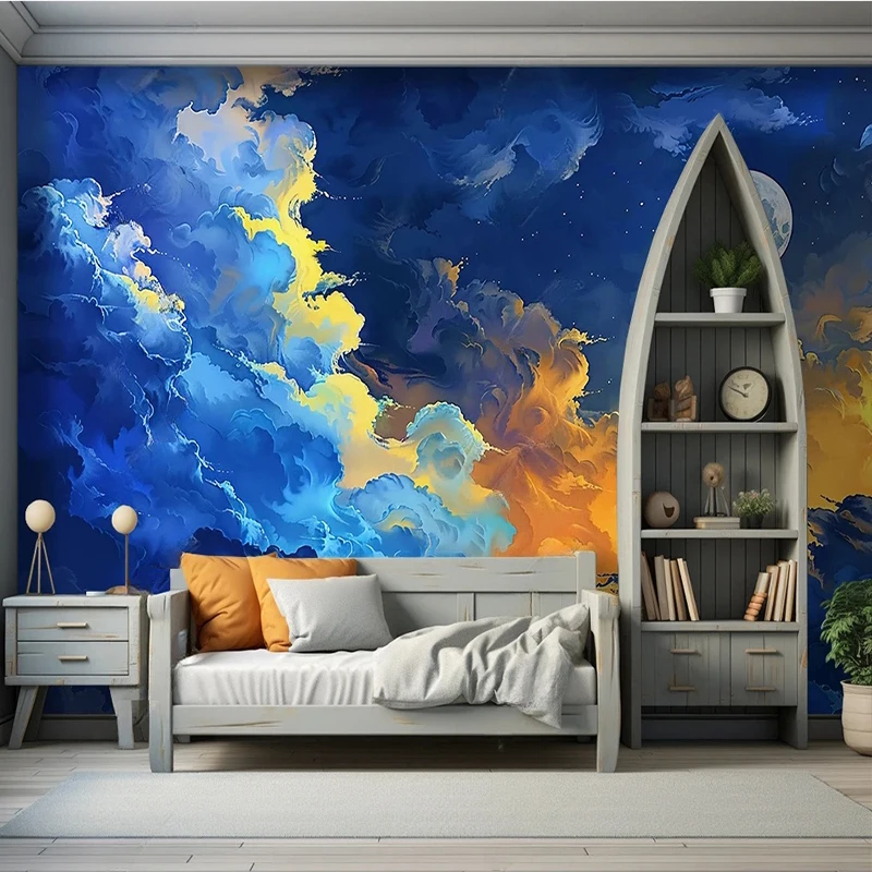 Custom Cartoon Starry Sky Children's Room Background Wall Wallpaper Mural For Bedroom Papel De Parede 3D Tapety Home Decor