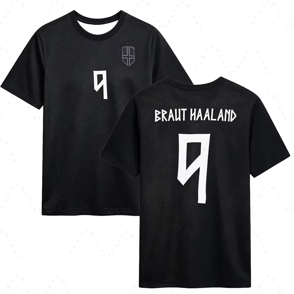 2026 Haaland Norway & Number 9 T Shirt Breathable Quick Dry Flag Jersey Round Neck Casual Short Sleeve Women Men Beach T-Shirts