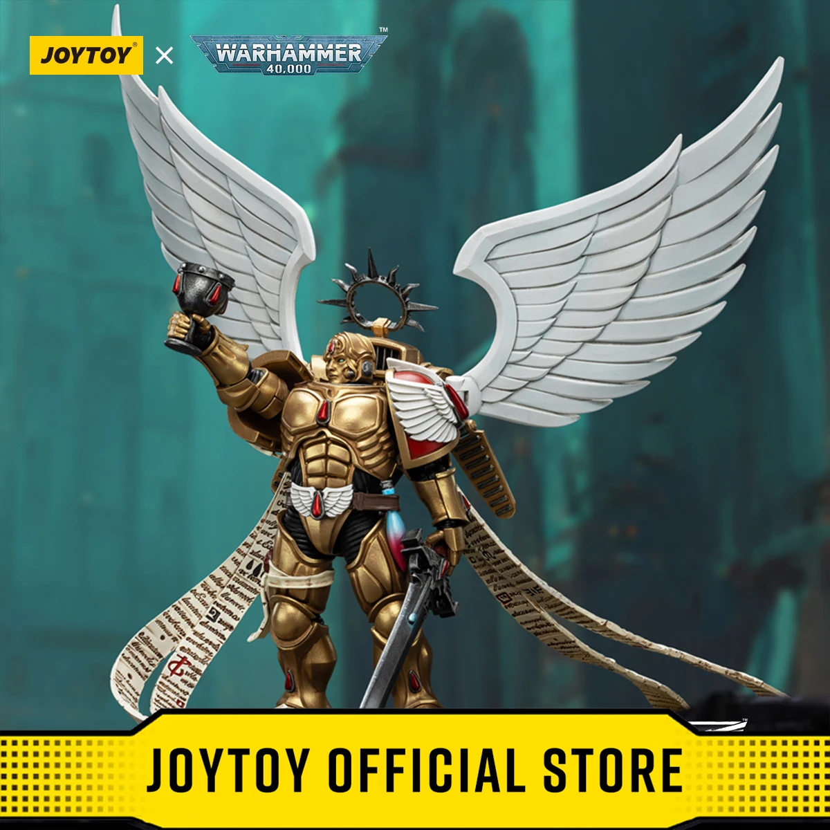 JOYTOY Warhammer 40k 1/18 Figuras de acción Blood Angels El Sanguinor con espada ancha encarminar