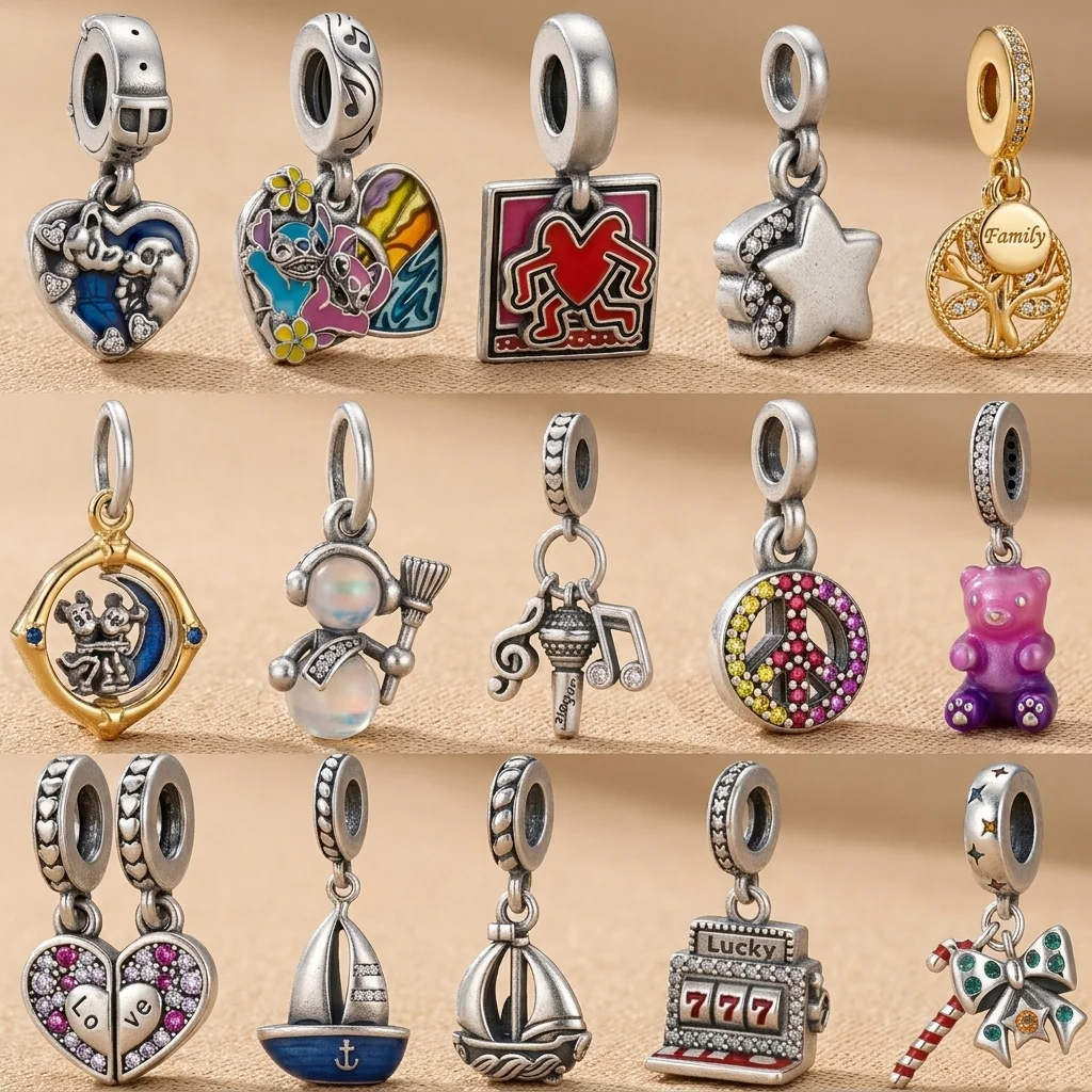 Cartoon Couple Character Dangle Charm Enamel Color Bead Plated Fit European Snake Bracelet Anime DIY Jewelry Pendant Gift