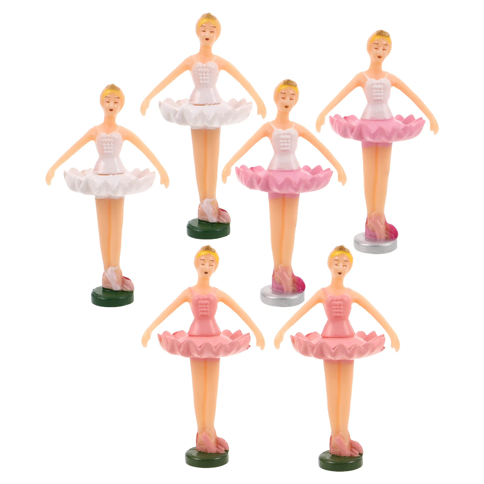 Caixa de música 6 peças: dançarina de balé, ornamento giratório automático para decoração de mesa, topper de bolo, conto de fadas, peça central de festa