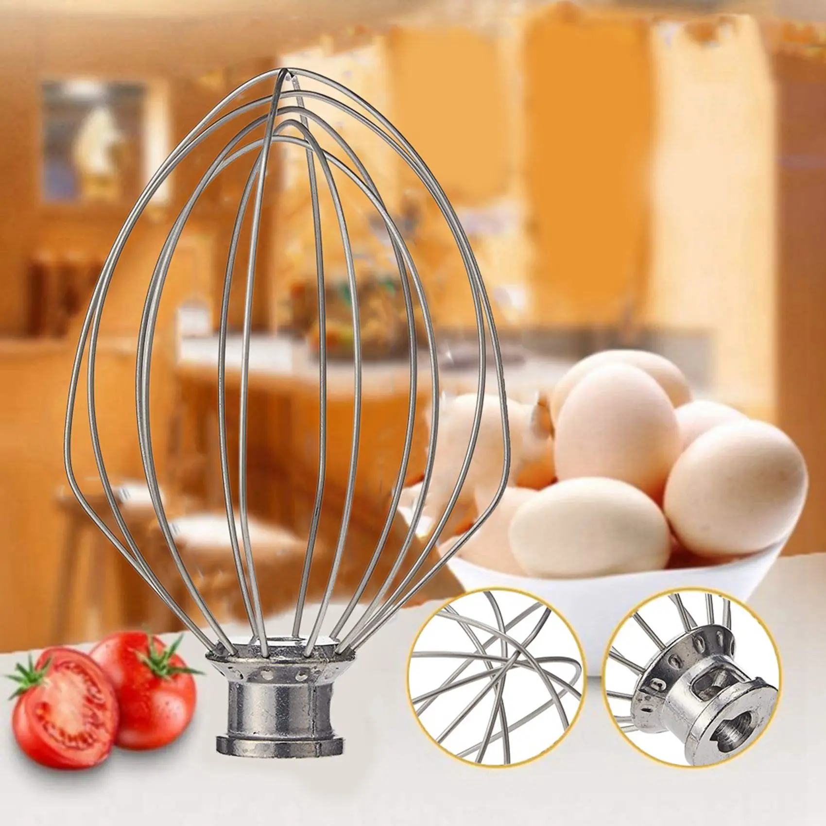 

ABBK-For K5AWW Wire Whip Replacement For Kitchen 5QT 5K5SS 5KPM5 Mixer For 5 Quart Lift Machines Wire Whip 6Pcs