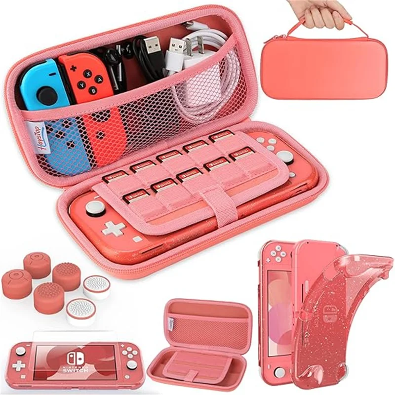 Suitable for Nintendo Switch Lite Portable Travel Handbag with Star Flashing TPU Protective Case Screen and 6 Keycaps