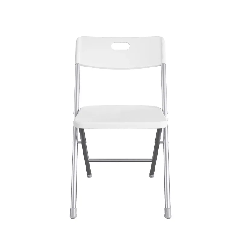 Resin Seat & Back Folding Chair, White，Slip-Resistant，Steel，19.00 x 18.00 x 29.50 Inches