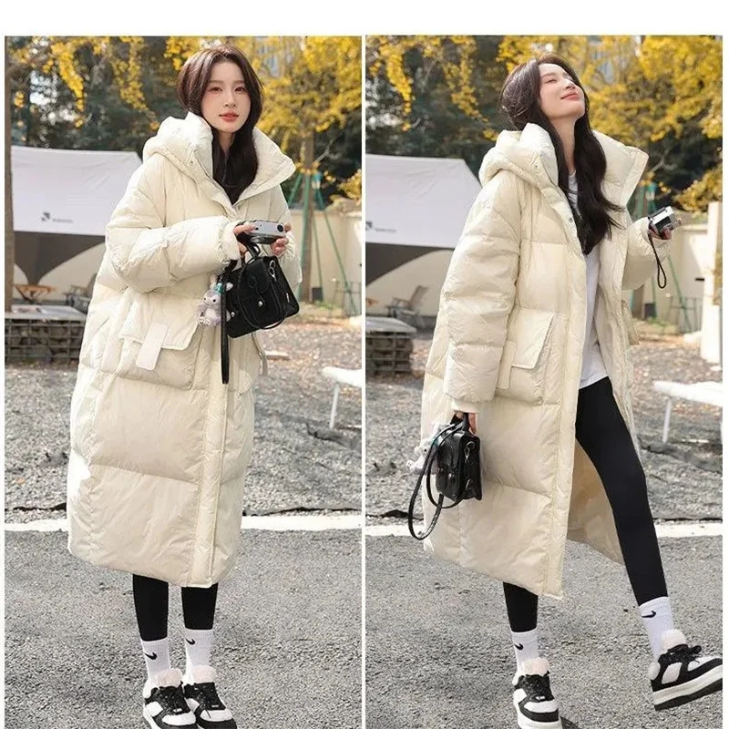 2024 New Down Coats Long-style Cotton Dress Korean Version Puffer Jacket Korean Fashion Jackets Winter Heat Parka Feminina Outwe