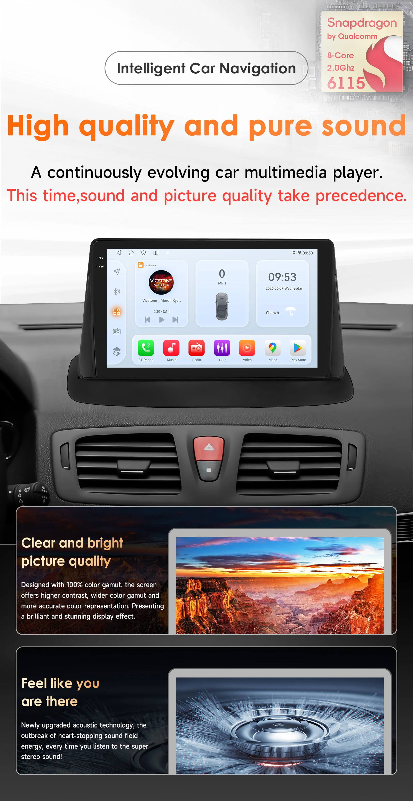 Hizpo Android 14 Auto Radio Für Renault Megane 3 2008-2014 4G Auto Multimedia Player GPS 2din Autoradio Octa core 4G Wifi DSP – Detail 4