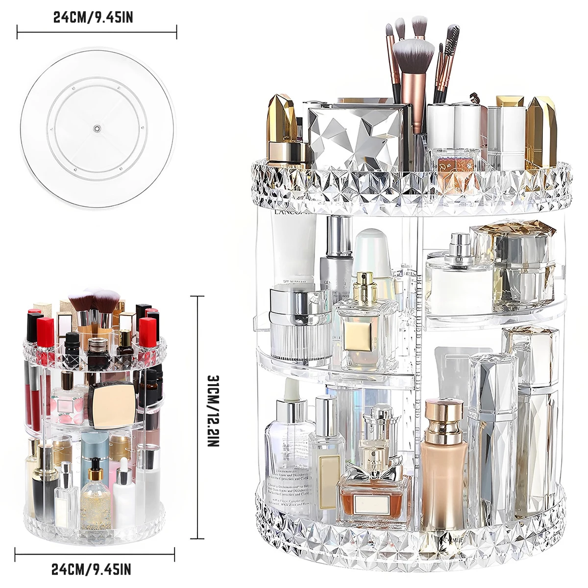 Rangement Cosmétique 360 Organisateur Maquillage Rotatif Otauoaea - 3 Étages Transparents - 360° - Pour Coiffeuse Organiseur Bureau Multifonction Rangement Cosmétique 360 Organisateur Maquillage Rotatif Otauoaea - 3 Étages Transparents - 360° - Pour Coiffeuse Organiseur Bureau Multifonction