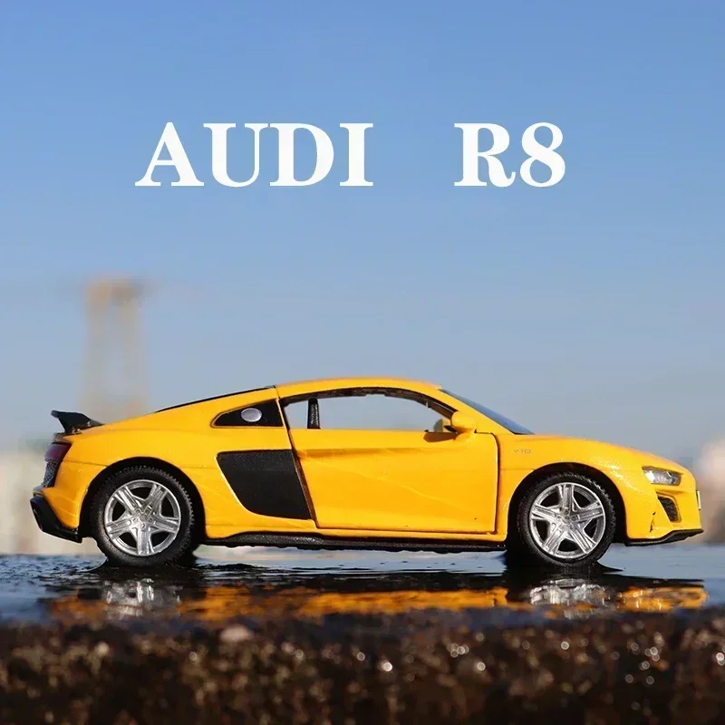 1:36 Audi R8 V10 Coupe Noire Metal Diecast Car Model Repilca Scale Miniature Collection Vehicle Hobby Kid Toy for Boy Xmas Gift