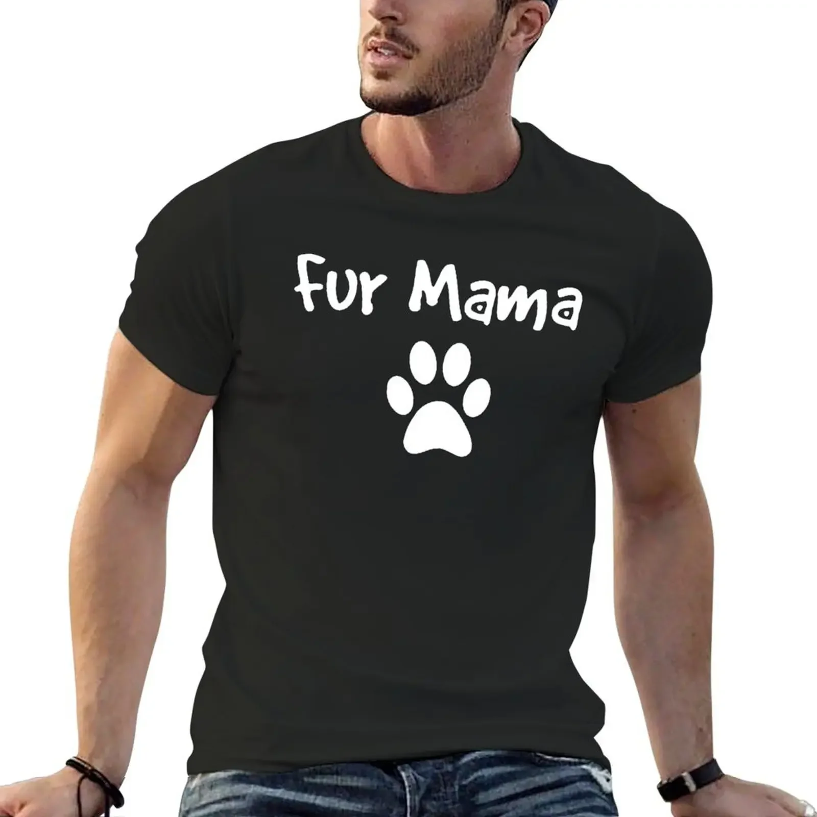 Fur Mama Light Lg Paw T-Shirt vintage clothes plain sports fans t shirt men