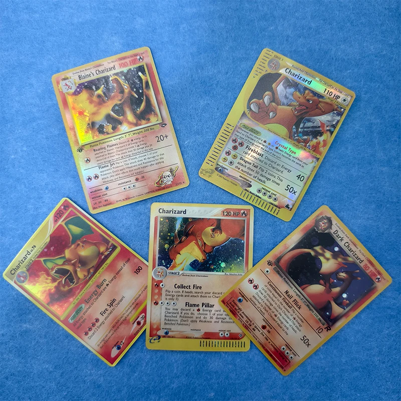 FAI DA TE 5 pz/set Collezione Anime Charizard Foil Flash PTCG Trading Carte Da Gioco Pocket Monsters Figura Scheda di Sostituzione Ragazzi Giocattolo Regalo
