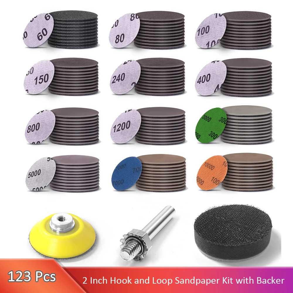 Wet Dry Hook e Loop Lixa Pads Kit Disco de Lixar Backer Plate Espuma Tampão Pad 6010000 Grades 120 Pcs