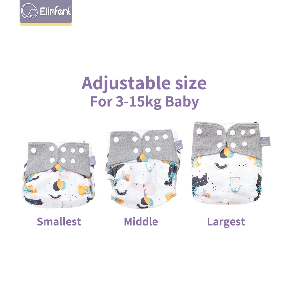 Elinfant Ecological Baby Diapers Cloth Diaper Set  Fashion Print Reusable Recycable Panties kids Fit 0-2 years 3-15kg Baby