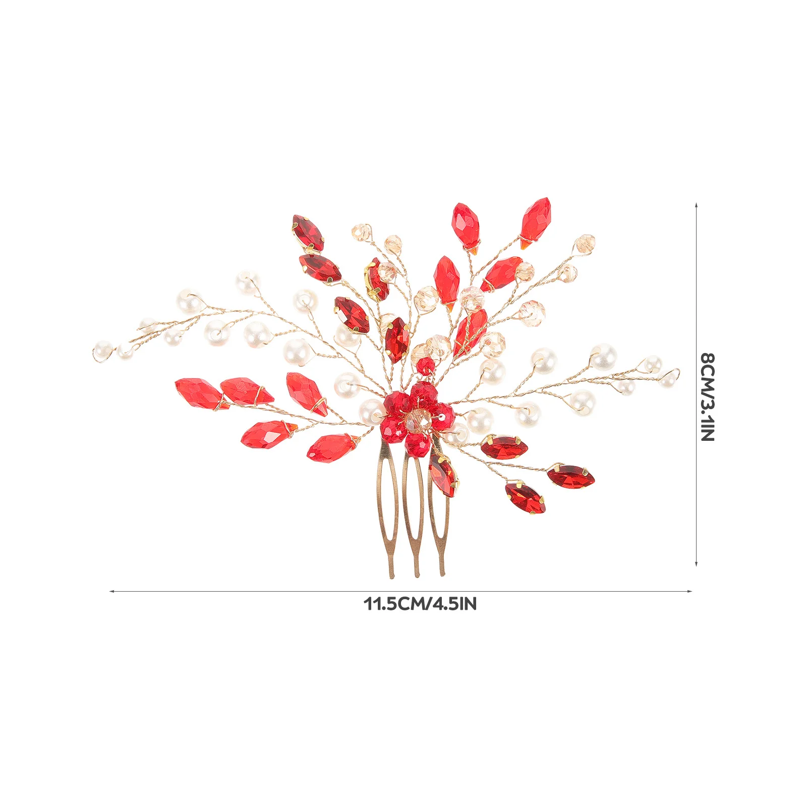 

Red Bridal Hair Side Comb Rhinestone Pearl Hairpin Wedding Hair Accessories for Brides and Special Occasions Elegant Glamorous