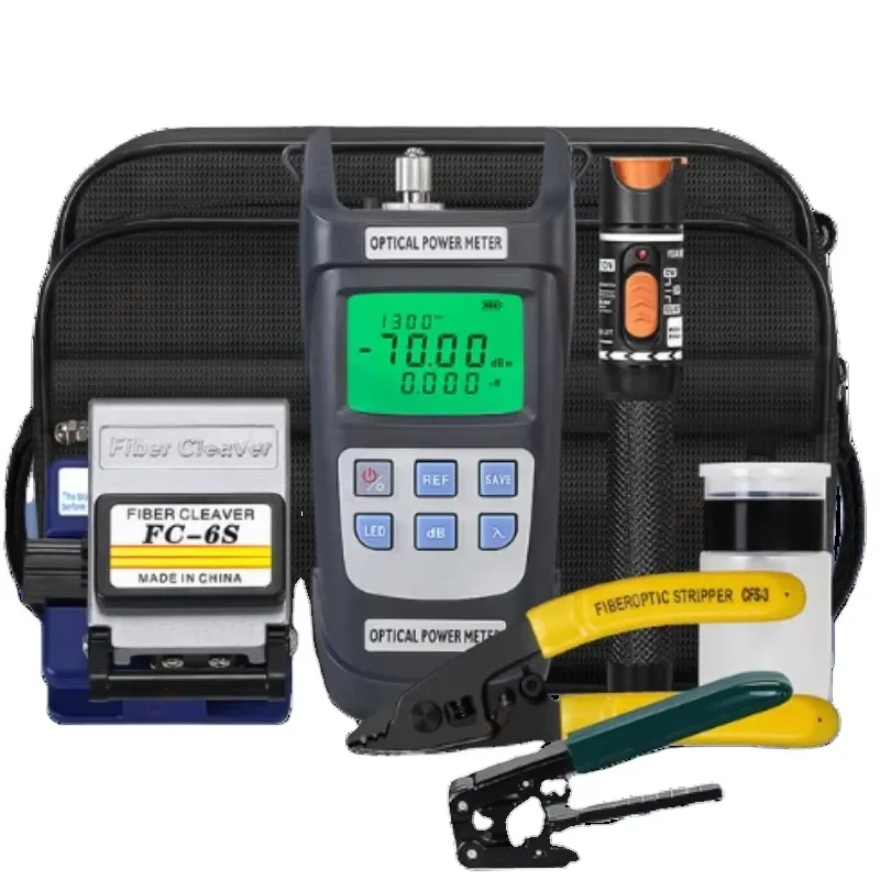 FTTH Fiber Optic Termination Tool Kit With Optical Power Meter And Visual Fault Locator For Network Maintenance