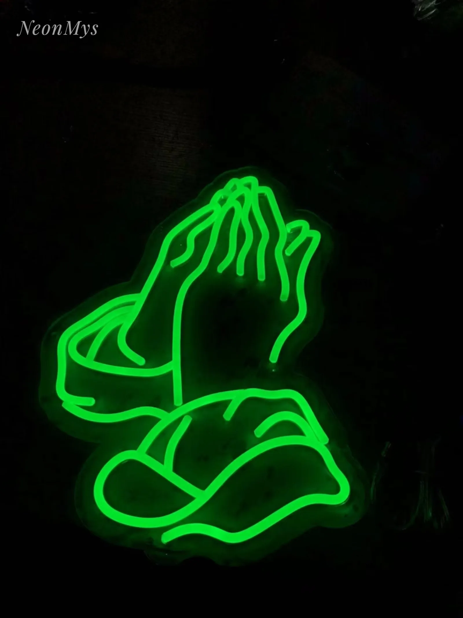 Praying Hands Neon Lights Wall Hanging Night Light Clear Acrylic with Flex LED Neon Home Room Decor Support Custom 12 Colors