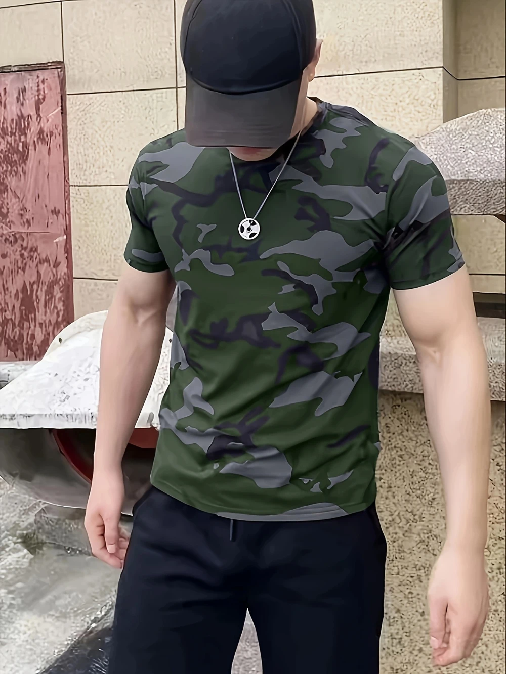 

Men's Camouflage Printed Short-sleeved T-shirt Men's Outdoor Sports T-shirt Quick-Drying Sweat-absorbing Top Hunting Suit