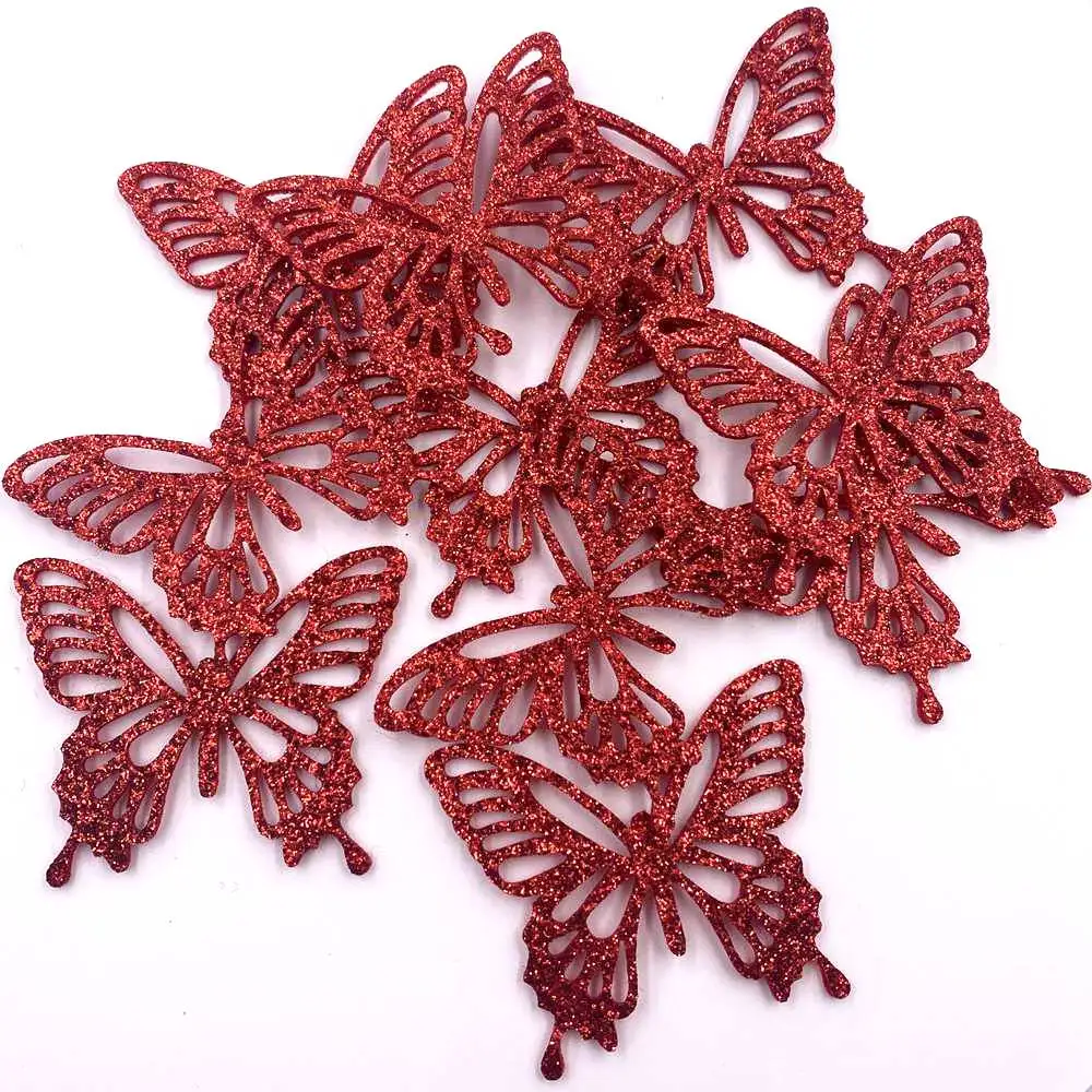 10pcs Felt Fabric Colorful Glitter Bepowder Butterfly Patch  Applique Wedding Sewing DIY Hair Bow Accessories Craft E77