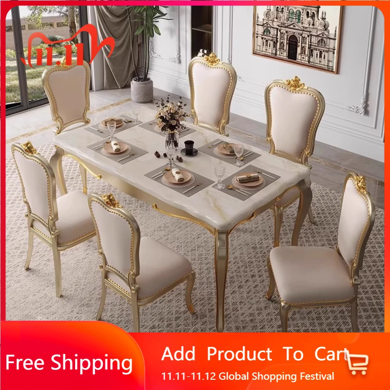 

Modern Luxury Design Dining Table Chair Wood Marble Party Event Dining Table Living Room Salon Tavolo Da Pranzo Lounge Furniture