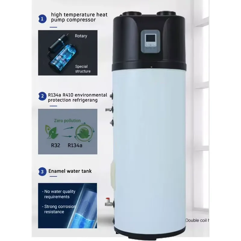 R290 High Efficiency Electric All-in-One Domestic Hot Water Air Source Heat Pump Storage Tank 200L with WIFI 4
