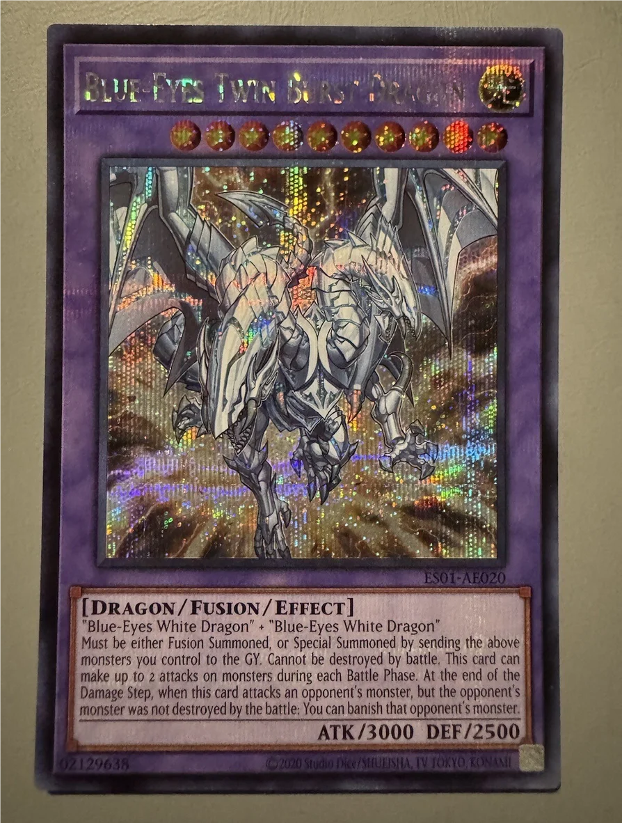 Yugioh KONAMI Duel Monsters ES01-AE020 Dragón de Doble Explosión de Ojos Azules, Carta Secret Rare, Colección Asiática en Inglés, Estado Impecable