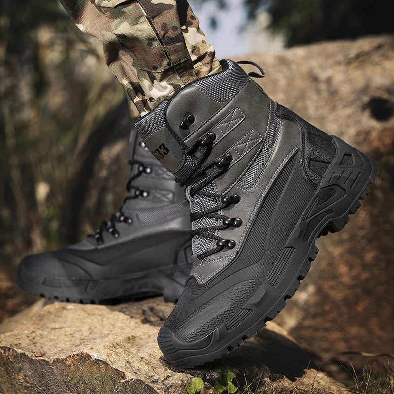 Men's Outdoor Training Boots High-quality High Desert Shoes Camouflage Hunting Climbing Botas Hiking Sneakes Shoes Big Size 47