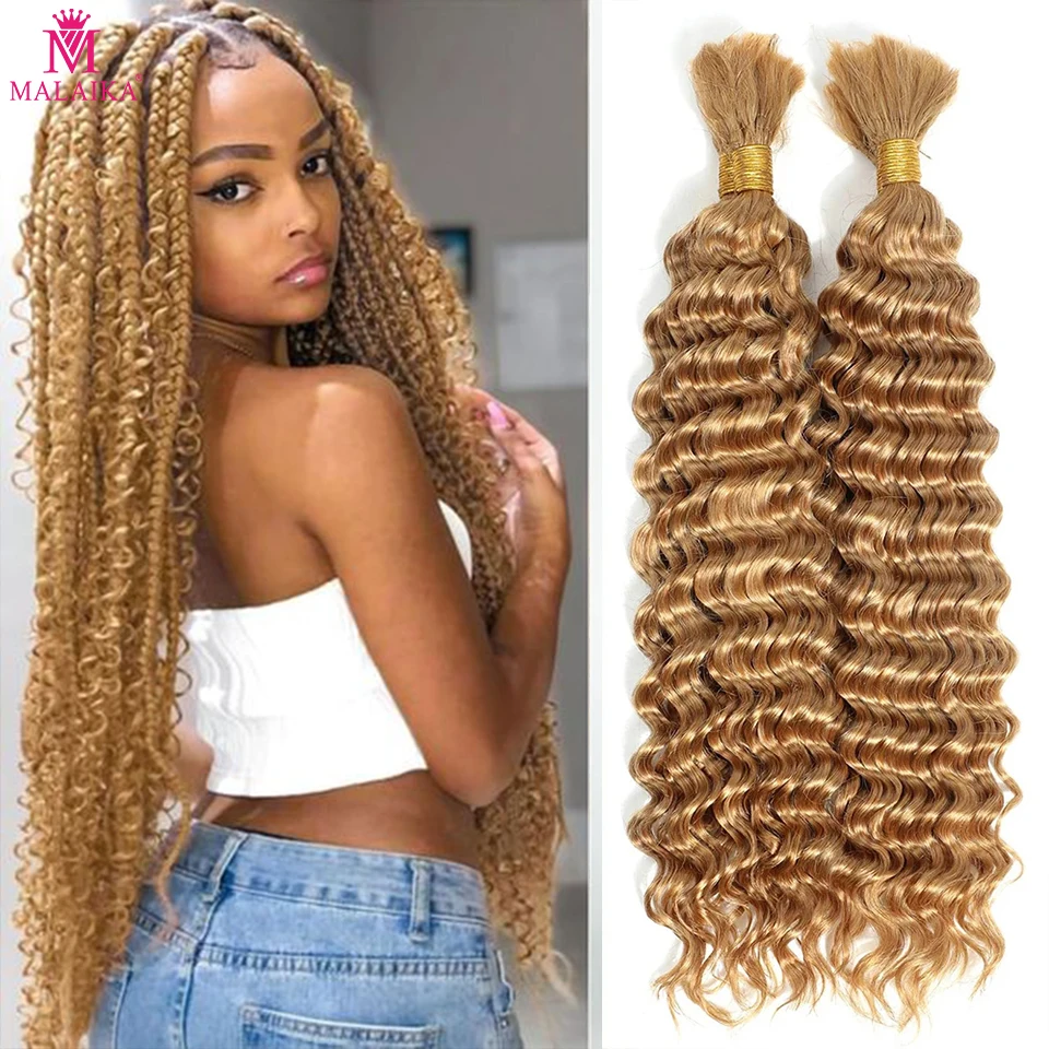 Onda Profunda Em Massa De Cabelo Humano, Loira Virgem Cabelo Em Massa, Sem Trama Extensão De Cabelo Natural para Tranças Boho Tranças, 27 Cores, 16 a 28"