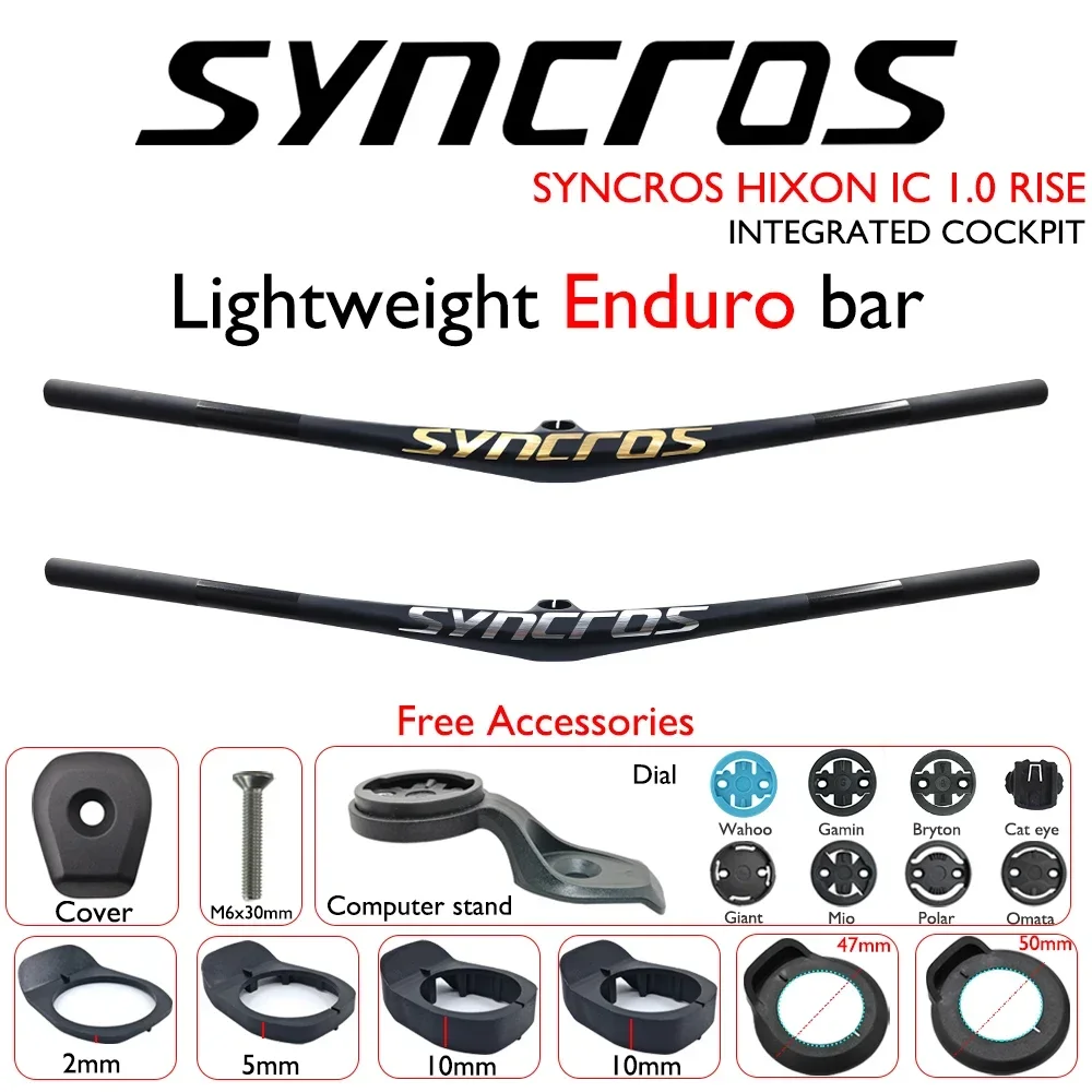 SYNCROS IC 1.0 RISE for carbon fiber one-piece enduro/XC handlebars, length 40/50/60, with high carbon resin computer mount