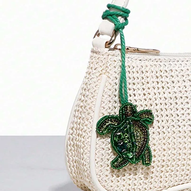 قلادة حقيبة عطلة بسيطة وأنيقة، قلادة على شكل صدفة ملونة محاكاة بالخرز، وديكور صغير رائع.