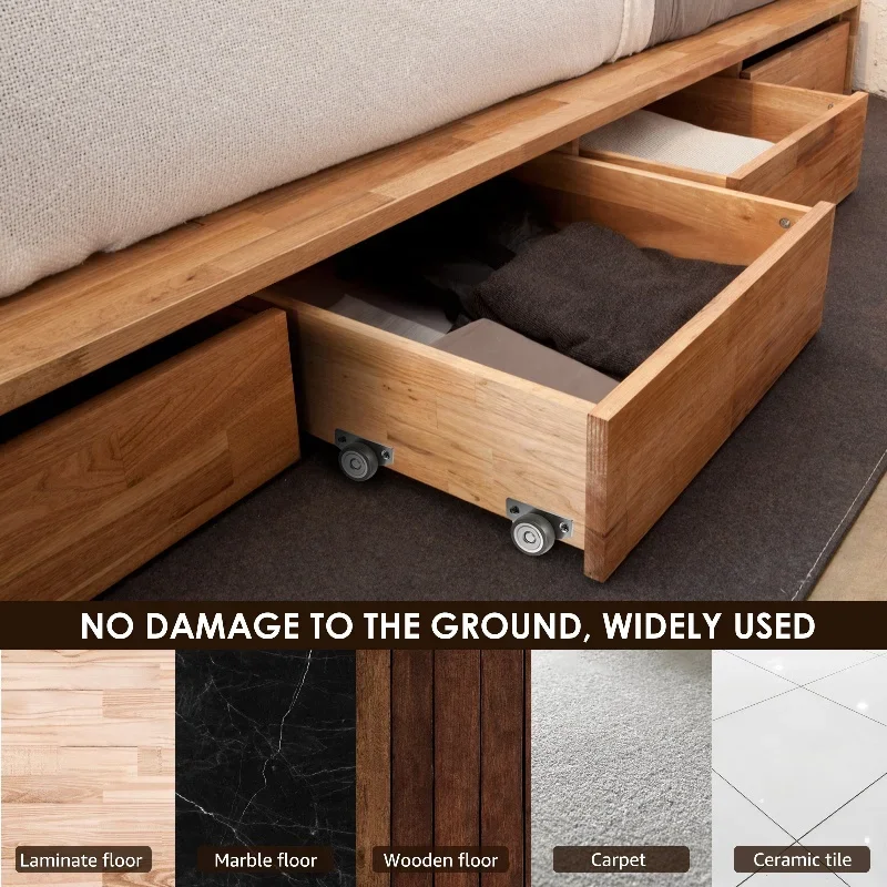 4/16 قطعة عجلات تثبيت جانبية صغيرة، عجلات أثاث مطاطية صامتة، عجلات عربات توجيهية لخزائن المطبخ بأدراج العربة