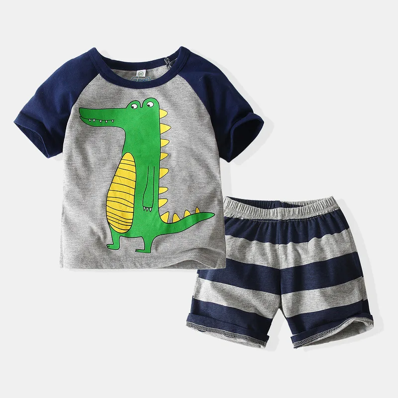

Children's Clothing Summer Short Sleeve Cartoon Animal Boy Suit Sets for Children